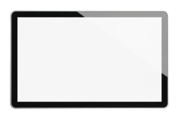 Digital tablet displaying blank screen in modern office isolated on transparent background