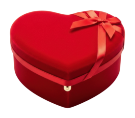 Romantic gift idea heart-shaped box love surprise isolated on transparent background