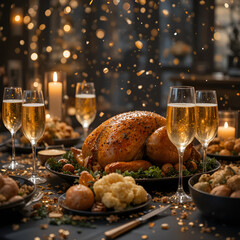 two glasses of champagne and bottle