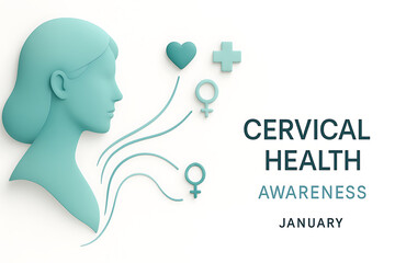 Cervical health awareness month january woman silhouette illustration
