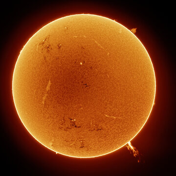 Sun in H-Alpha Light with Prominences and Filaments