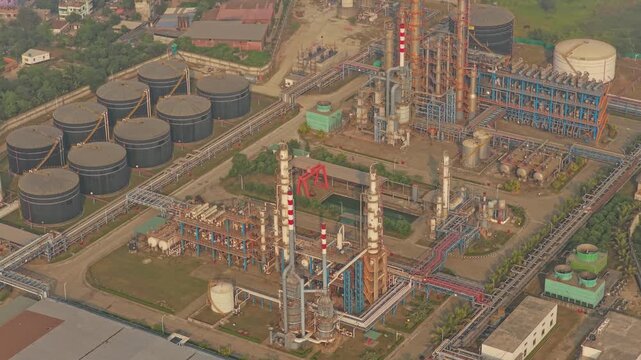 Aerial view of oil refinery in Dhaka, Bangladesh