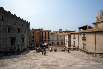 Gerona, Spain - August 18, 2025: Cathedral Square