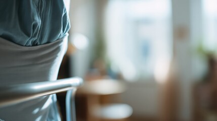 Home Healthcare Scene Showing a Caregiver Assisting a Person With Mobility in a Bright and Simple Living Space During Morning Hours