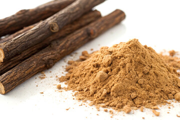 Liquorice root sticks close-up