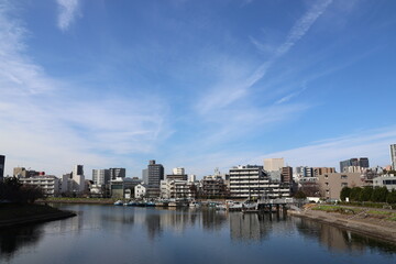 Obraz premium Winter scenery of Tokyo's canal