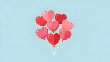 Bundle of heart-shaped balloons