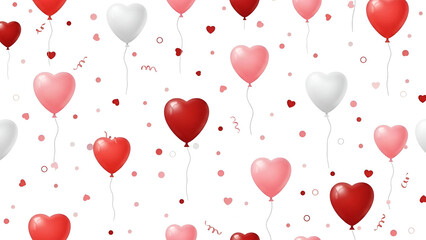 Colorful heart balloons floating