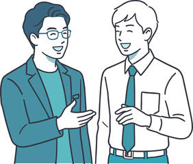 Fototapeta premium 会話をする男性二人のイラスト_ビジネスコミュニケーション