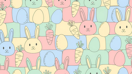Colorful easter bunny and egg pattern