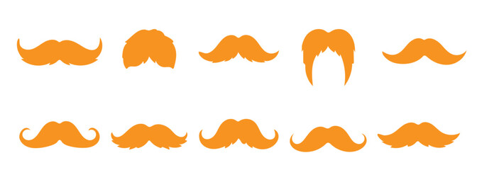 Mustache Icons Set Vector Illustration Isolated on White Background