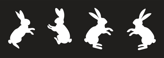 Silhouette Set of Cute Bunnies &ndash; EPS Vector Silhouettes