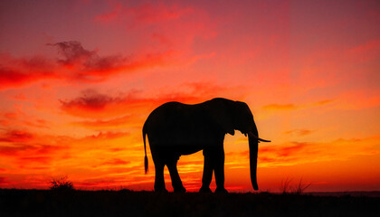Fototapeta premium Elephant Silhouette at Sunset