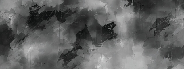 Monochrome Ink Wash Abstract Background with Foggy Layers and Dreamlike Depth