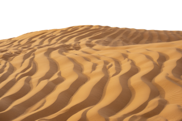 Wavy sand dunes under clear sky isolated on transparent background
