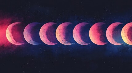 Vibrant lunar cycle phases in stunning celestial night sky