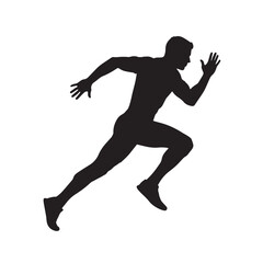silhouette of a runner sprinting white background