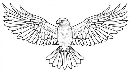 Fototapeta premium Majestic bird of prey with widespread wings, an illustration in black and white