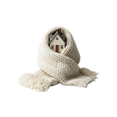 Cozy house wrapped in scarf
