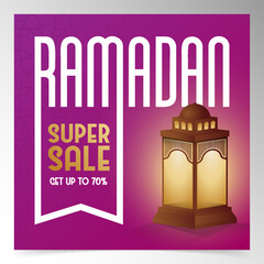 Festive Ramadan Promotion Graphic with Traditional Lanterns and Modern Typography