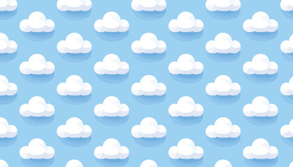 Pattern of White Clouds on Blue Sky Background
