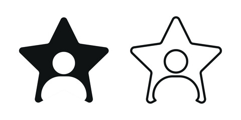 Star user icon with person inside star shape, representing featured member, top performer, rating, achievement and recognition concept