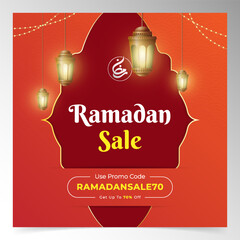 Festive Ramadan Promotion Graphic with Traditional Lanterns and Modern Typography