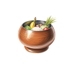 Alms Bowl with food offerings