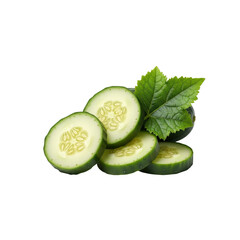 Sliced cucumbers with leaves