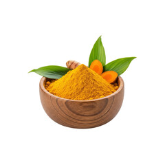 Turmeric powder in wooden bowl