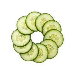 Cucumber slices arranged in a circle