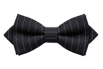 Black pinstripe bow tie on light grey background