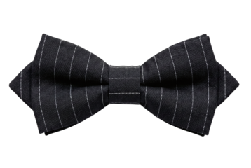 Black pinstripe bow tie on light grey background