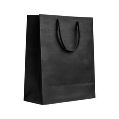 Elegant black shopping bag isolated on transparent background