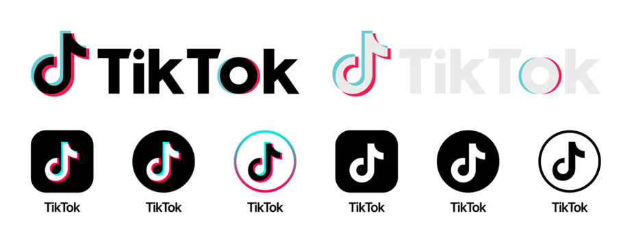 TikTok App Icon and Logo vector SVG in colorful and black & white versions, part of social media icon set with transparent background for clean and scalable design use.