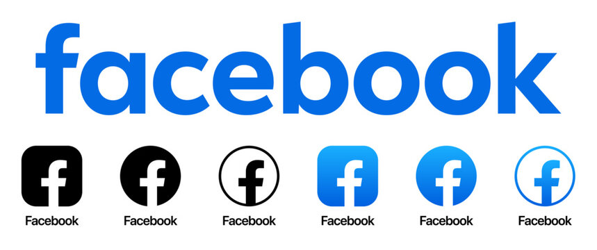 Facebook App Icon and Logo vector SVG in colorful and black & white versions, part of social media icon set with transparent background for clean and scalable design use.