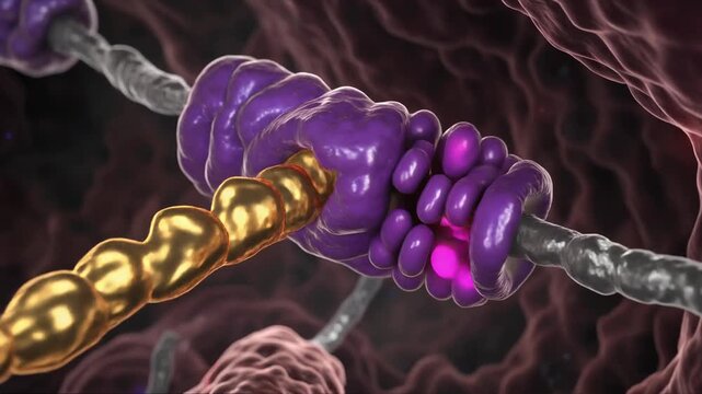 Animated 3D model of cytochrome c oxidase protein complex in mitochondria.