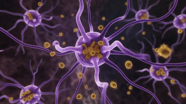Microglial Cell Surveying Brain Tissue in Macro View