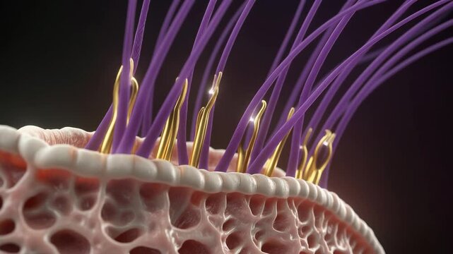3D Animation of Hair Cell Stereocilia Bending in Response to Sound Waves