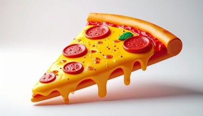 A delicious pepperoni pizza slice with melted cheese and tomato isolated on a white background as a cartoon vector illustration for a restaurant meal