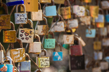 Old rusty locks at Barranco - Lima, Peru