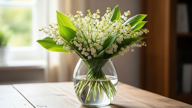 Lilly of the valley flowers in a glass vase