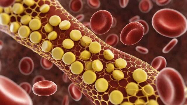 Microscopic view of blood platelets forming a clot, 3D render