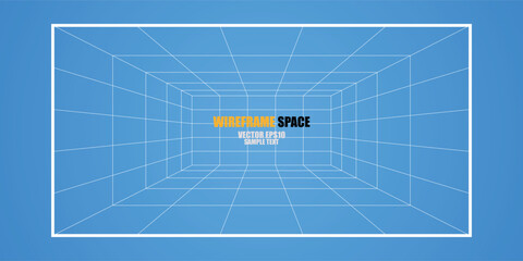 Wireframe grid space (room 6X8 unit), Interior for design and decoration - Vector illustration