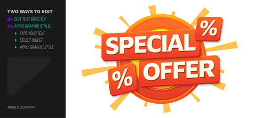 3D Special Offer text on red plates with sunburst background