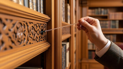 Library Book Retrieval Tool Hand Using Pointer Stick