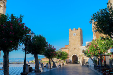 Taormina old town square, Sicily Italy