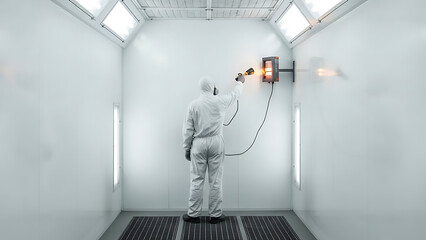 Paint Booth Worker Spray Painting Industrial Coating Protection