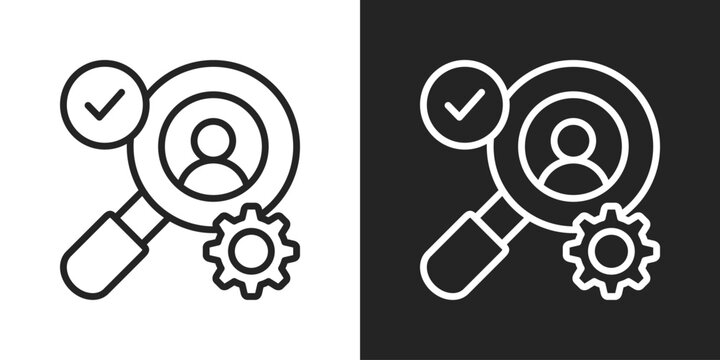 user search Icon In Black And White Line Style