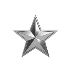 Obraz premium Silver five-pointed star icon isolated on transparent background Keywords: star, silver